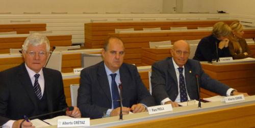 La delegazione valdostana. Da sinistra: i Consiglieri Alberto Crétaz e Piero Prola e il Presidente del Consiglio Alberto Cerise