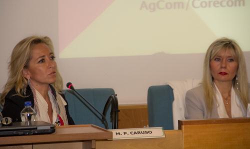 Maria Pia Caruso, Dirigente dell'Ufficio Rapporti AgCom/Co.Re.Com. con Manuela Ghillino, Presidente del Co.Re.Com. Valle d'Aosta