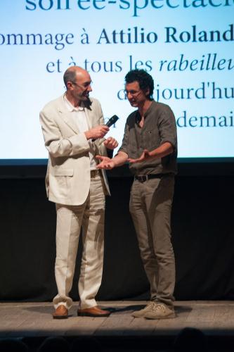 Carlo Rossi insieme a Joseph Péaquin, regista di tre cortometraggi che hanno presentato tre rebouteux valdostani