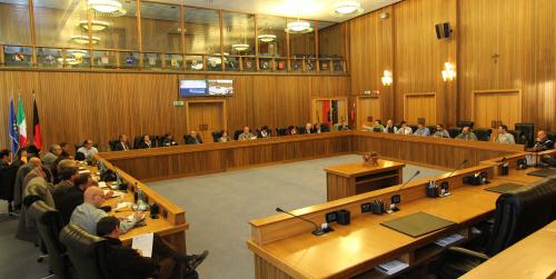 Un moment de la réunion dans la salle du Conseil