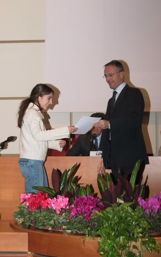 La rencontre avec les étudiants valdôtains intervenus à l'initiative "Objectif jeunes: tests de démocratie" à l'occasion du Salon européen de la Communication Publique (COM-PA) de Bologne du novembre 2004