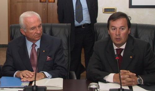 L'Ambassadeur des Etats-Unis en Italie, Mel Sembler et le Président du Conseil régional, Roberto Louvin