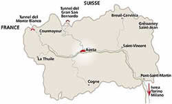 La mappa della Valle d'Aosta