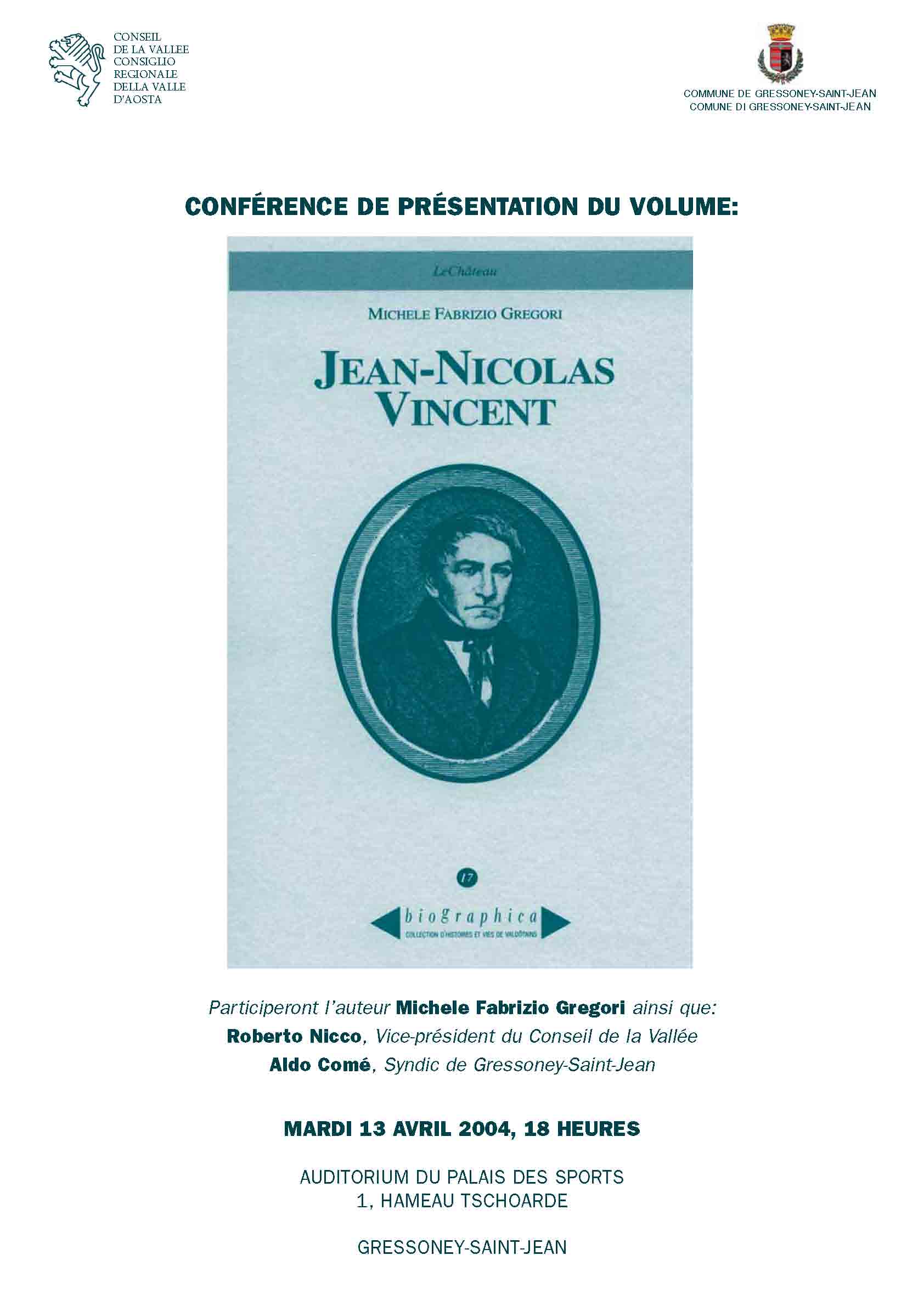 Presentazione del volume JEAN-NICOLAS VINCENT