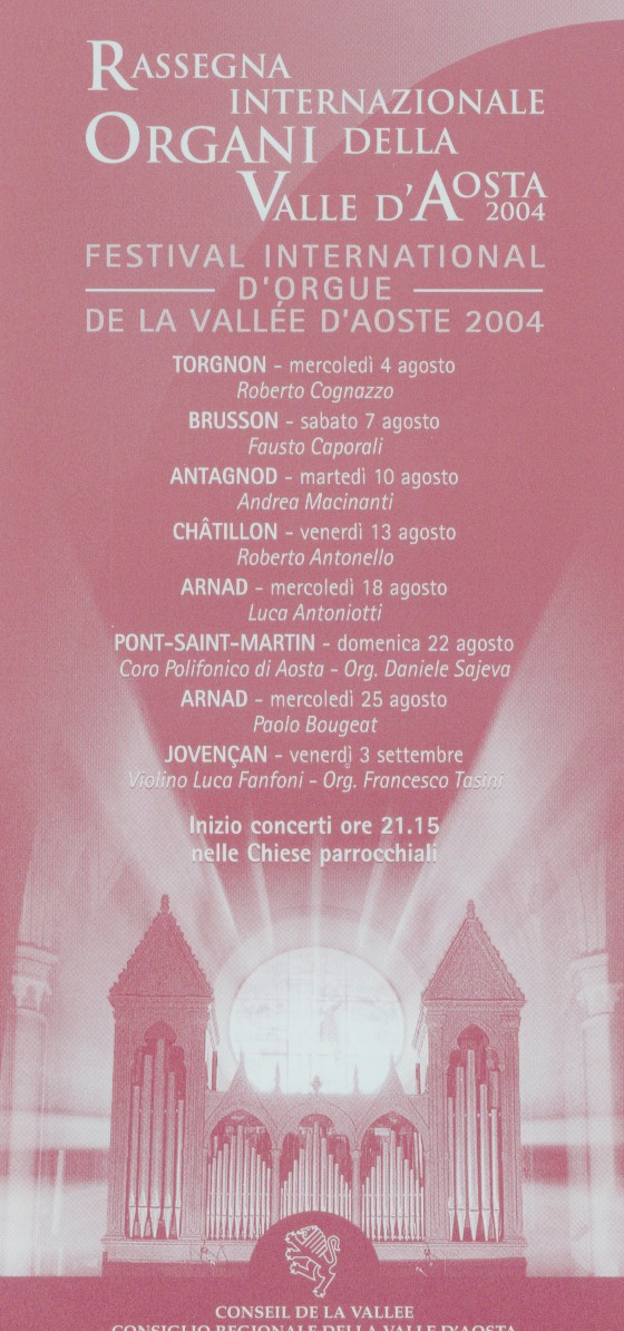 RASSEGNA INTERNAZIONALE ORGANI DELLA VALLE DAOSTA 2004
