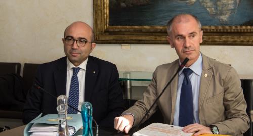 L'Amministratore unico del Casino de la Vallée, Giulio Di Matteo, e l'Assessore al bilancio, finanze, patrimonio e società partecipate, Albert Chatrian