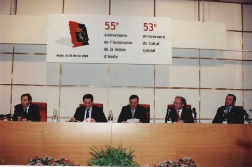 Celebrazione dell'anniversario (Louvin R., Prodi R.,Viérin D., Charbonneau J-P, Empereur D.)