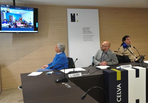 Un momento durante il collegamento in videoconferenza dalla sede del CELVA