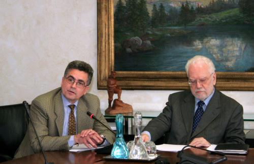 Claudio Chiarenza (a sinistra), Procuratore regionale della Corte dei Conti e Gianfranco Bussetti (a destra), Presidente della sezione giurisdizionale