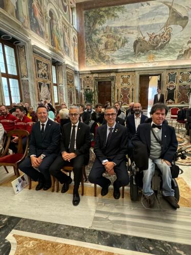 Il Presidente del Consiglio Valle, Alberto Bertin, il Vicepresidente Paolo Sammaritani, i Consiglieri Segretari Luca Distort e Corrado Jordan