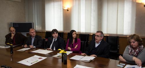 I relatori durante la conferenza stampa