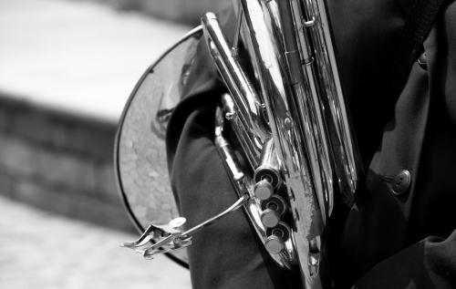 Un corno durante la pausa della Filarmonica Regina Margherita