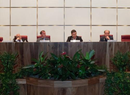 Da sinistra: il filosofo Carlo Augusto Viano (Professore emerito dell�Università di Torino), il Vicepresidente del Consiglio Albert Chatrian, Tullio Monti (portavoce nazionale delle Consulte per la laicità delle istituzioni) e il moderatore Flavio Martino