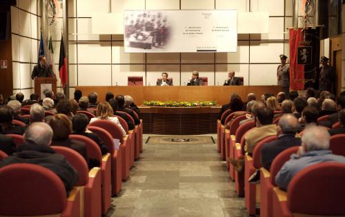 Il discorso del Presidente Ego Perron nel salone delle manifestazioni di Palazzo regionale