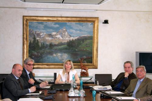 Direttivo del CoReCom Da sinistra: Carmine Sciulli, Daniele Amedeo,  Manuela Ghillino, Massimo Boccarella, Renato Patacchini