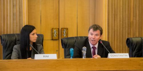 Il Presidente del Consiglio Emily Rini insieme a René Constantin, Presidente della Commissione delle istituzioni e della famiglia del Parlement du Valais