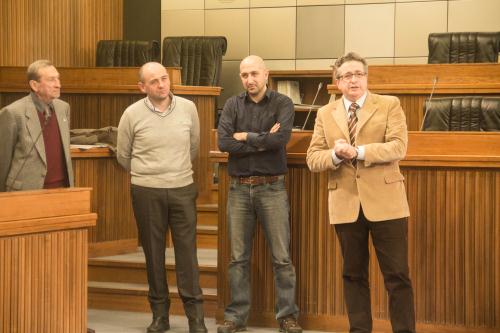 Da sinistra: Gianfranco Trevisan, Presidente della Fondazione Sistema Ollignan, il Vicepresidente del Consiglio regionale David Follien, il Consigliere segretario Stefano Borrello e il Presidente dell'Assemblea, Marco Viérin