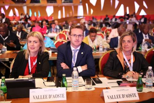 La delegazione del Consiglio regionale: la Consigliera Nasso, il Vicepresidente Farcoz e il Segretario generale, Christine Perrin