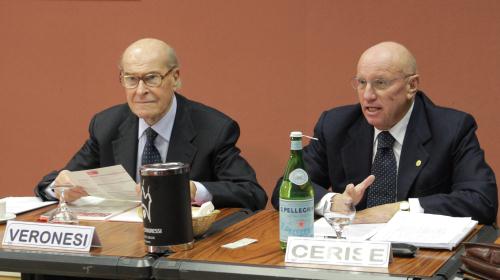 Il professor Umberto Veronesi e il Presidente Alberto Cerise