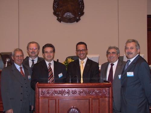La delegazione valdostana. Da sinistra: Giulio Fiou, Roberto Vicquéry, Marco Viérin, Ego Perron, Marco Fey et Dario Comé