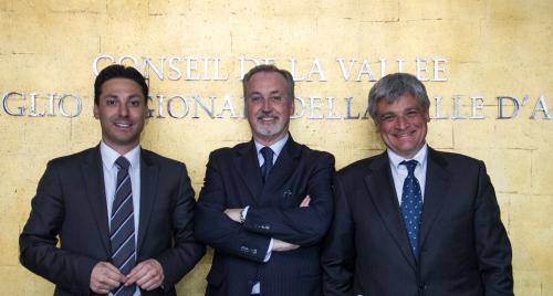 I Consiglieri Laurent Viérin, Andrea Rosset (Capogruppo) e Luciano Caveri (Vicecapogruppo)