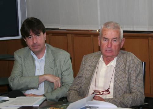Il Vicepresidente del Consiglio, André Lanièce, insieme al Presidente del festival, Antonio Carrel