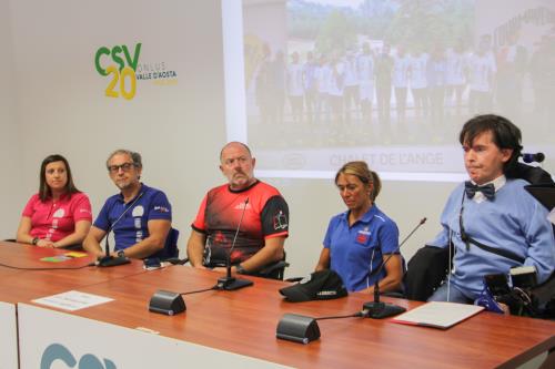 Les participants à la conférence de presse (Arnese M., Jorioz R., Desandré F., Pellissier G., Bertin A.) 