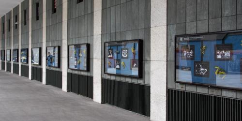 Les panneaux qui recueillent les images de l'artiste valdôtaine
