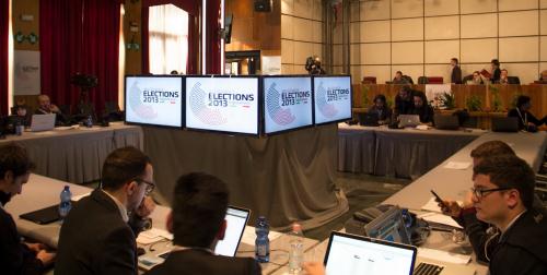 La salle de presse avant le début du dépouillement