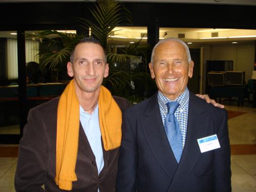 Enzo Maiorca avec le recordman du monde de plongée en apnée sous la glace, Nicola Brischigiaro