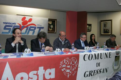 Les intervenants à la présentation de l'évènement qui a eu lieu à Gressan le 31 mai 2016