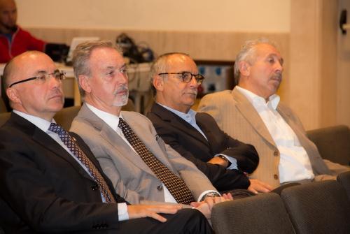 Les Conseillers Diego Empereur, Andrea Rosset, Francesco Salzone et Dario Comé parmi le public