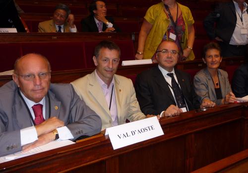 La délégation valdôtaine. A partir de gauche: le Président Alberto Cerise et les Conseillers Raimondo Donzel, Diego Empereur et Patrizia Morelli